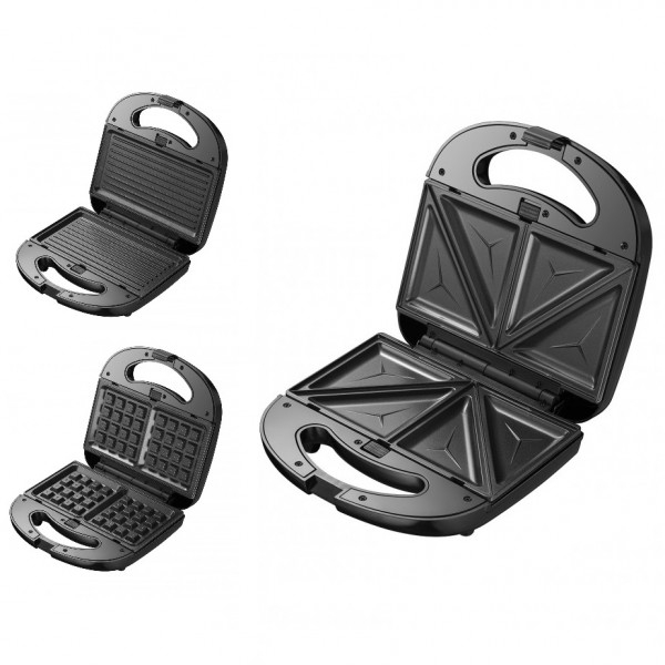 Product Image for Aparat 3in1 Prepara Vafe Gofre Sandwich Grill 750W Victronic VC592