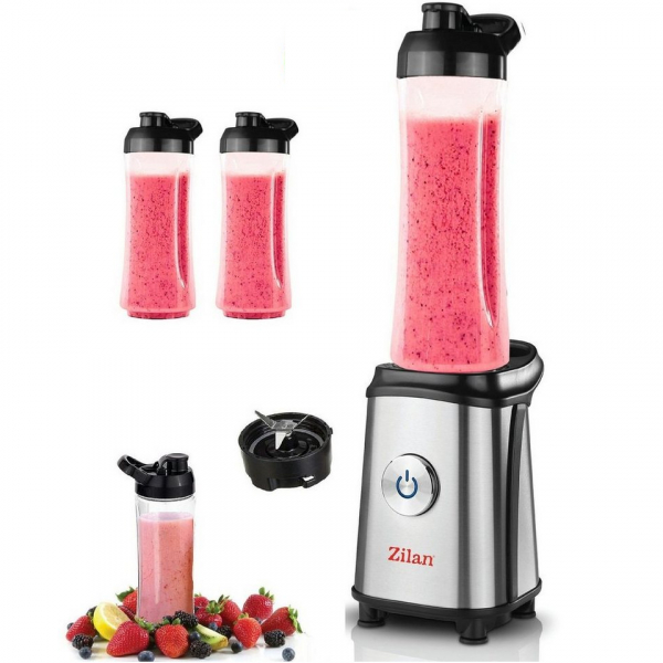 Product Image for Blender Electric Inox Smoothies 350W 2x600ml 1x300ml Zilan ZLN0504