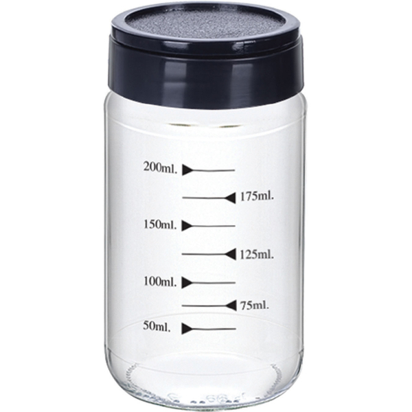 Product Image for Borcan din Sticla Gradat pana la 200ml cu Capac Plastic cu Filet S264 CNN51734