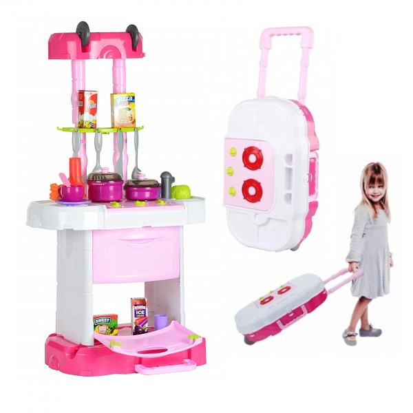 Product Image for Bucatarie de jucarie Pliabila tip Troller 43 Piese Little Chef W097