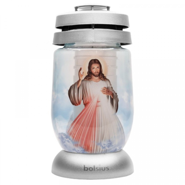 Product Image for Candela Bolsius din Sticla 3l cu Hristos Argintie 36h DNC43553