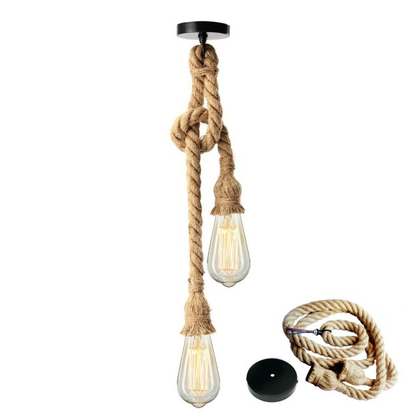 Product Image for Candelabru Pendul Vintage din Sfoara pentru 2 becuri 2xE27 3157 MNR776