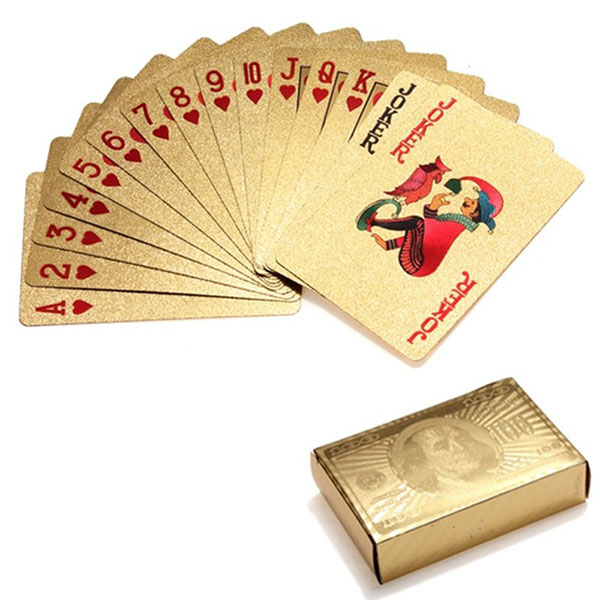 Product Image for Carti de Joc Aurii din Plastic cu Design 100 Dolari 57x87mm