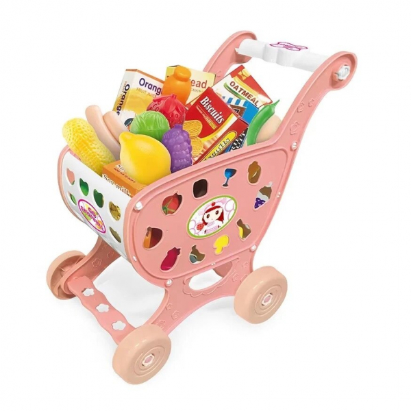 Product Image for Carucior cumparaturi pentru copii fara accesorii 4 roti 29x28x18cm Roz 978-1 CWT