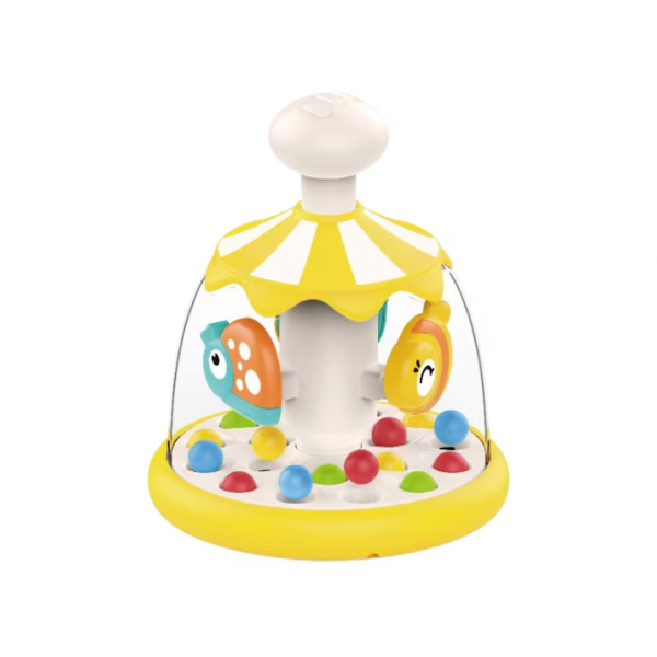 Product Image for Carusel educativ muzical pentru copii cu jucarie titirez Galben HE8086 CWT