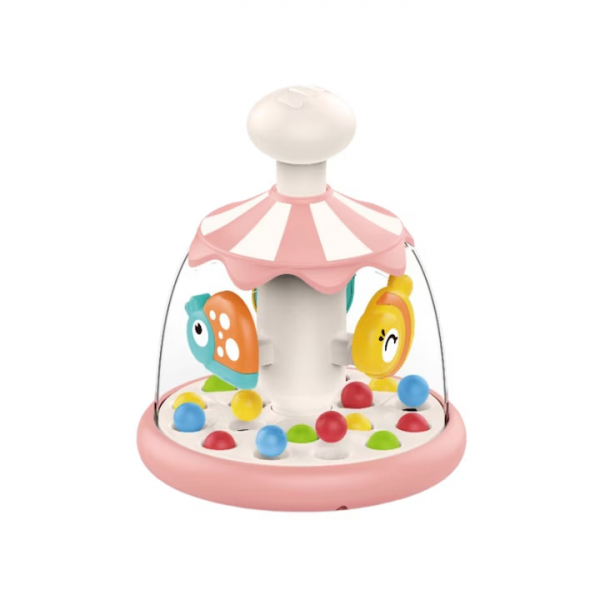 Product Image for Carusel educativ muzical pentru copii cu jucarie titirez Roz HE8086 CWT