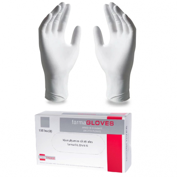 Product Image for Cutie 100 Manusi Farma latex pudrate de examinare Albe XL CNN49544
