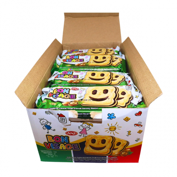 Product Image for Cutie 24x50g Biscuiti smiley cu ciocolata si alune Bon Visage MGR15556 T9