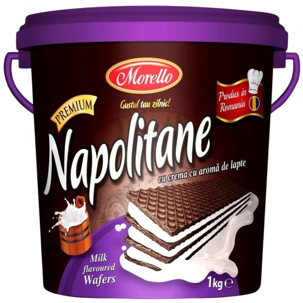 Product Image for Galeata 1kg Napolitane Crocante crema de cacao cu lapte Morello MGR23434