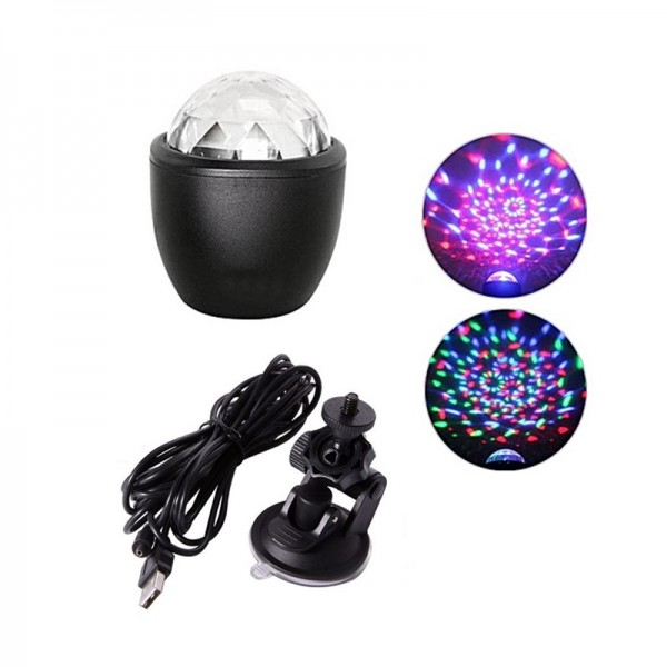 Product Image for Glob Disco Lumini Interior Auto Ventuza si Alimentare USB Car DJ Light
