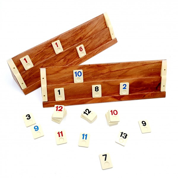 Product Image for Joc Mini Rummy 4 Table Lemn Masiv 32cm Remi Okey Piese Mici Plastic