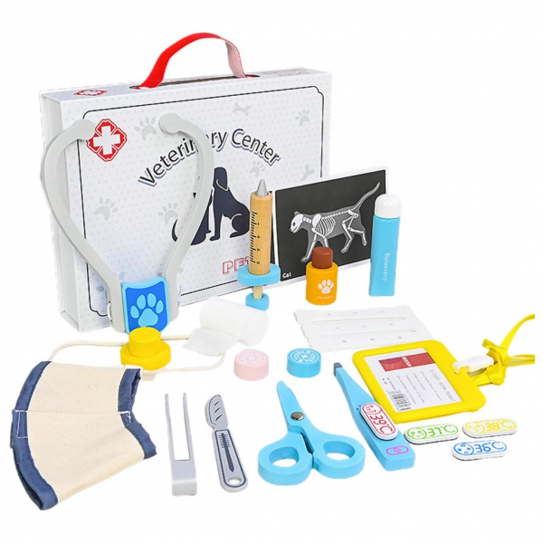 Product Image for Joc lemn Doctor Veterinar Copii Trusa medicului pentru animale MMM-961 CWT