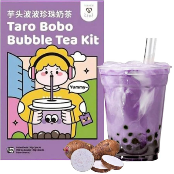 Product Image for Kit Bubble Tea Tokimeki Perle Tapioca Boba Tea Cartof Dulce Mov 255g MLL