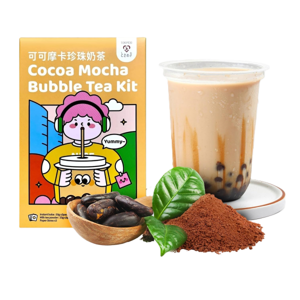 Product Image for Kit Bubble Tea Tokimeki Perle Tapioca Boba Tea Mocha cu cacao 255g MLL