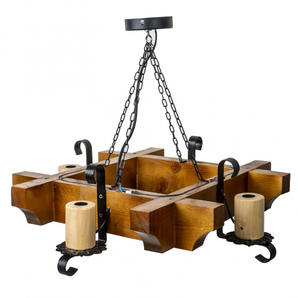 Product Image for Lustra din lemn patrata 49cm 4xE14 Zilan EXT 10159