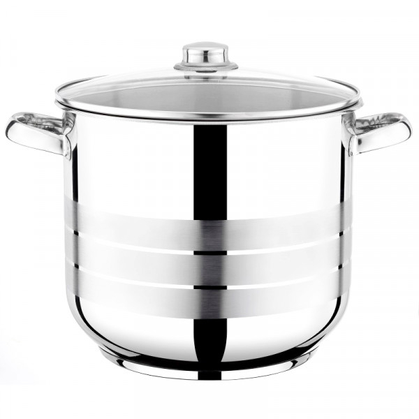 Product Image for Oala INOX cu Capac Sticla termorezistenta 24cm 9l Grunberg GR6024
