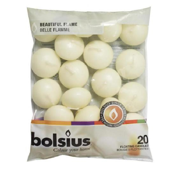 Product Image for Pachet 20 Lumanari Pastila Plutitoare Ceara Crem 4.5h Bolsius LPC20 YGQ