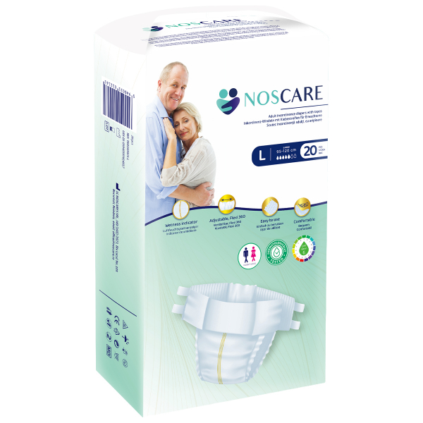 Product Image for Pachet 20 Scutece Adulti Incontinenta cu Aripioare Noscare Marimea L CNN50845