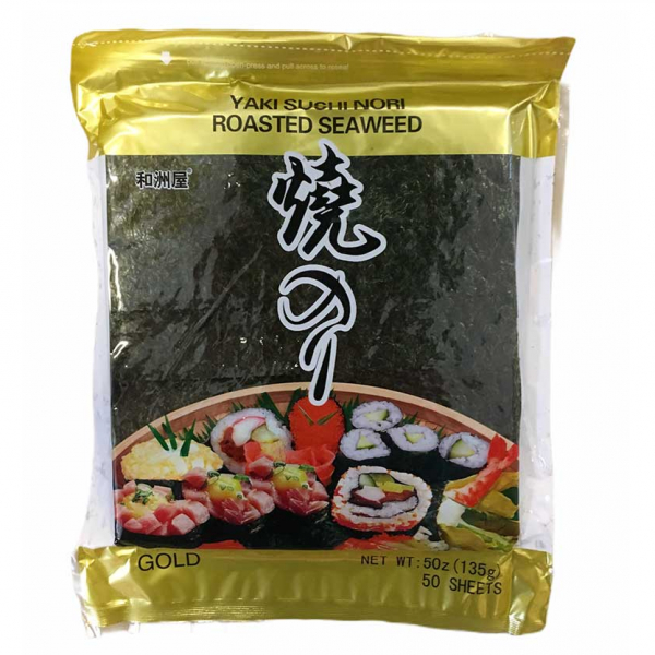 Product Image for Pachet 50 Foi Alge Yaki Sushi Nori Roasted Calitate Gold 135g HZW MLL