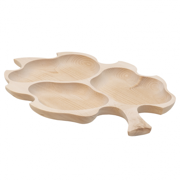 Product Image for Platou lemn fag servire Frunza Stejar Mare 3 zone 52x38cm Zilan EXT 6178