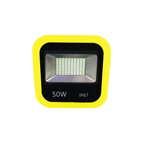 Product Image for Proiector 100LED 50W Alb Rece 220V Rama Galbena
