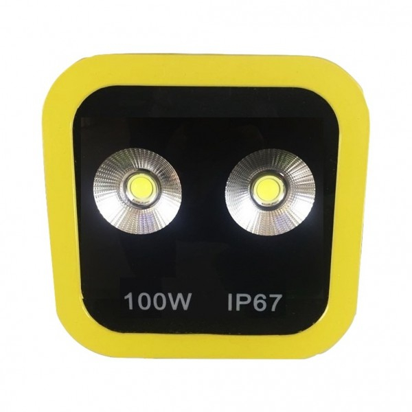Product Image for Proiector LED 100W Alb Rece 220V 2x50W Rama Galbena
