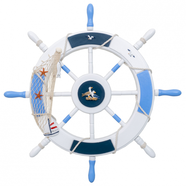 Product Image for Roata decorativa din MDF 50cm model carma marina alb/bleu Zilan ZTS8036