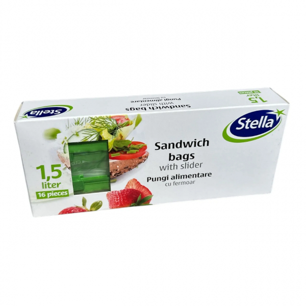 Product Image for Cutie cu 16 Pungi alimentare cu fermoar ziplock Stella 1.5L DNC29187