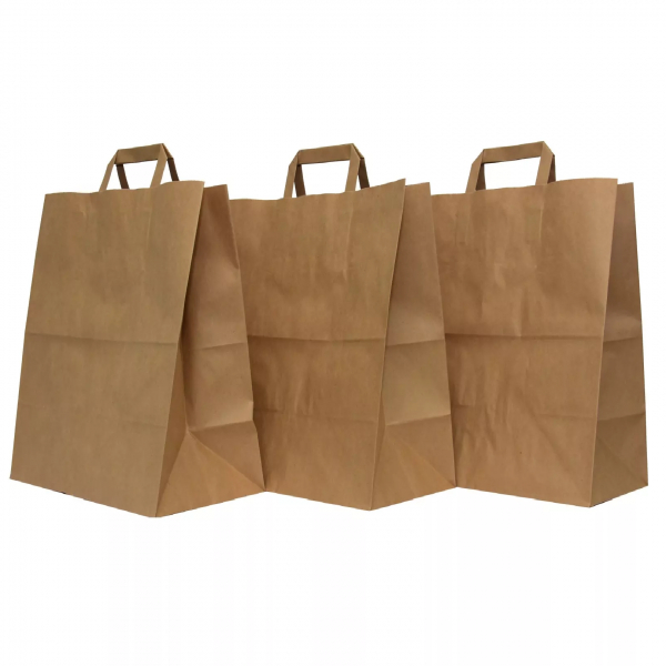 Product Image for Set 250 Pungi Sacose Hartie Catering Kraft Natur Maner Plat 32x36x17cm