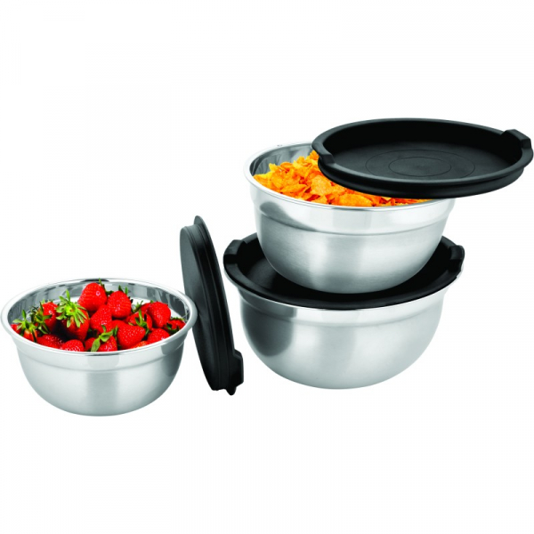 Product Image for Set 3 boluri INOX cu capace plastic 14x16x18cm Grunberg IGR2434