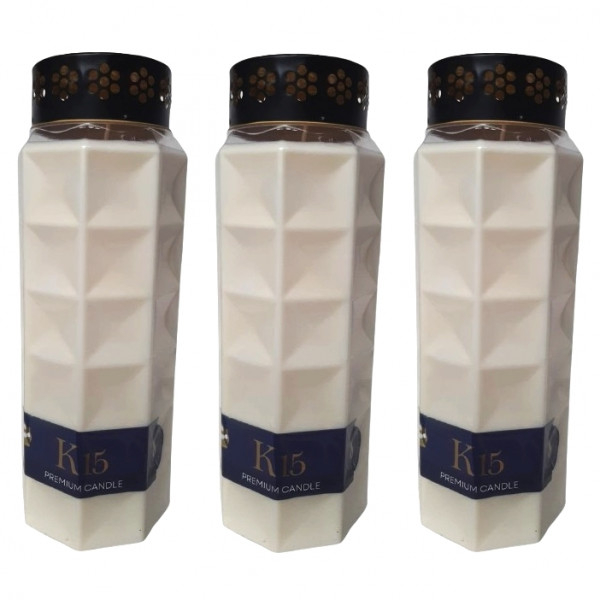 Product Image for Set 3 Candele 14 zile Premium cu Capac K15 3x336H Albe HRL