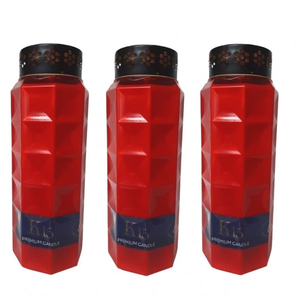Product Image for Set 3 Candele 14 zile Premium cu Capac K15 3x336H Rosii HRL