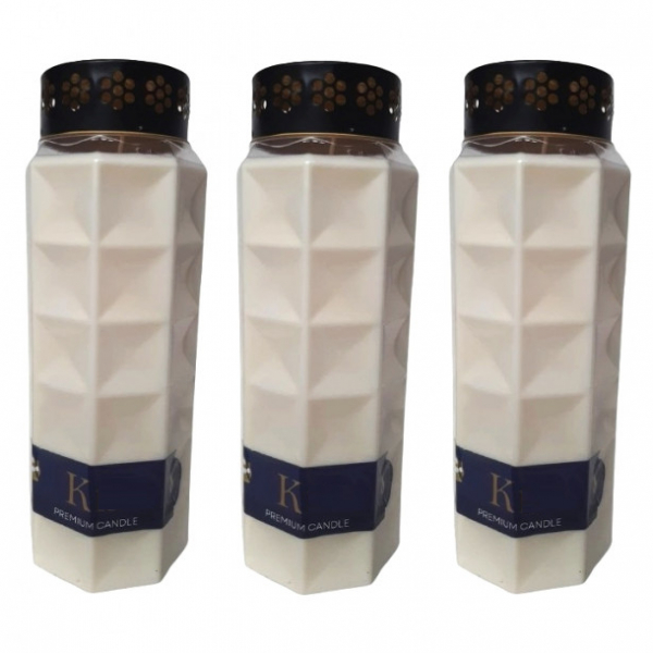 Product Image for Set 3 Candele Premium 5 zile cu Capac K5 3x120H Albe HRL