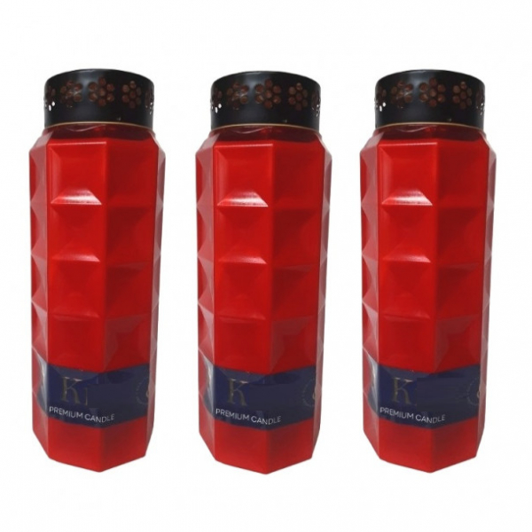 Product Image for Set 3 Candele Premium 5 zile cu Capac K5 3x120H Rosii HRL
