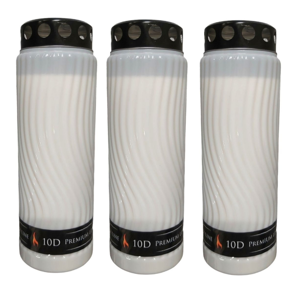 Product Image for Set 3 Candele 10 Zile Premium Line Plastic Alb cu Capac LCA CNN43791 DNC YGQ