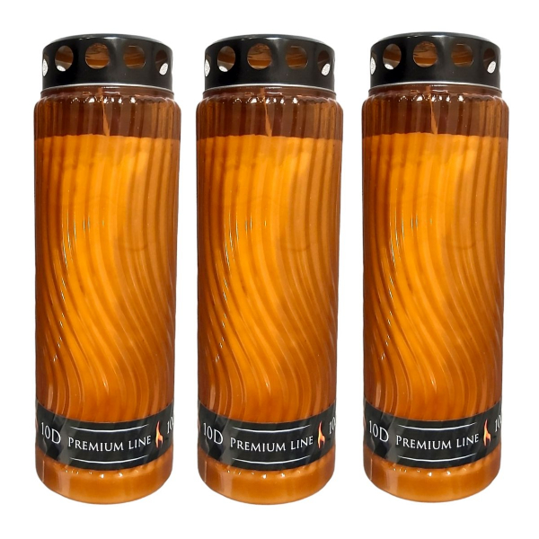 Product Image for Set 3 Candele 10 Zile Premium Line Plastic Maro cu Capac LCA CNN43792 DNC YGQ