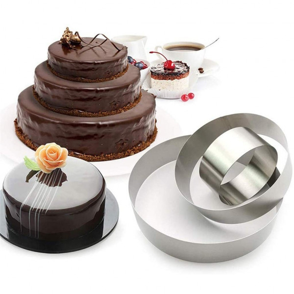 Product Image for Set 3 Inele Forme INOX Rotunde Copt Tort Multietajat 10.15,20cm Wei A12730