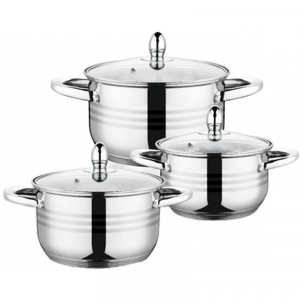 Product Image for Set 3 Oale Inox Baza Inductie, Capace Sticla, Grunberg GR1061