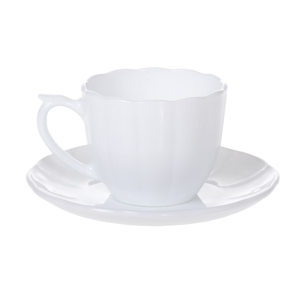 Product Image for Set 6 Cesti Cafea 190ml cu 6 Farfurioare Opal Alb CO12W DNC40180