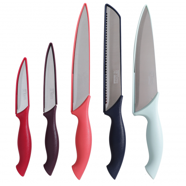 Product Image for Set 5 Cutite Inox pentru bucatarie cu protectii plastic Grunberg LSK5A