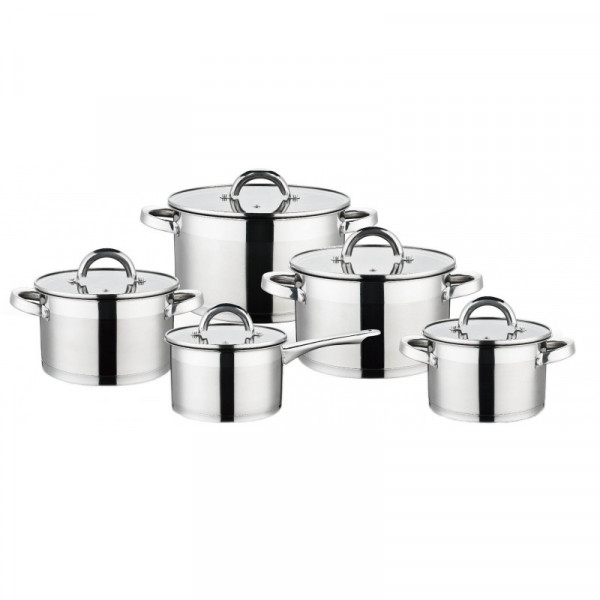 Product Image for Set 5 Oale Inox Baza Inductie cu Capace Sticla Grunberg GR2461