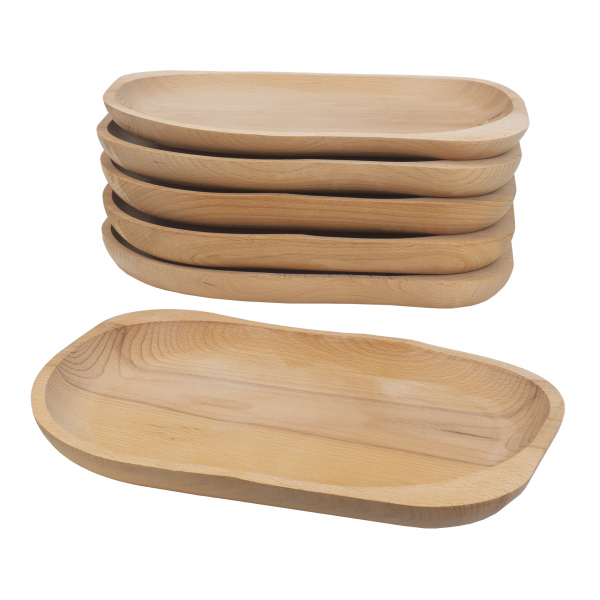 Product Image for Set 6 farfurii lemn fag forma ovala mare 30x24cm Zilan EXT 6180