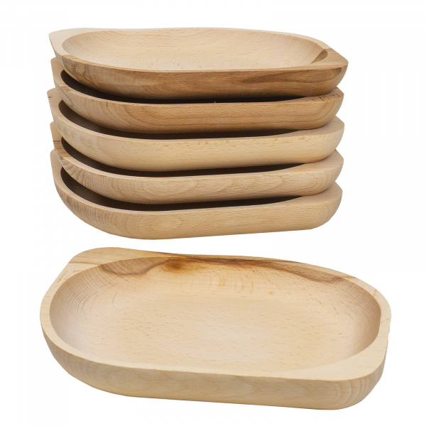 Product Image for Set 6 farfurii lemn fag forma ovala mic 23x20cm Zilan EXT 6181