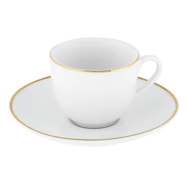 Product Image for Set Cadou Luxury 6 Cesti Cafea 200ml, 6 Farfurii Portelan Alb cu Auriu Malooki DNC58995