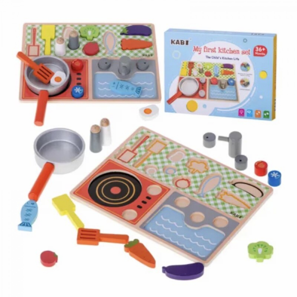 Product Image for Set de gatit bucatarie pentru copii cu accesorii din Lemn Non-toxic Kabi 0048 CWT