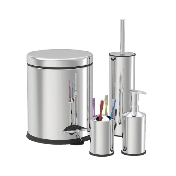 Product Image for Set Inox Cos, Perie WC, Suport Sapun Lichid, Suport Periute Zilan ZLN4605