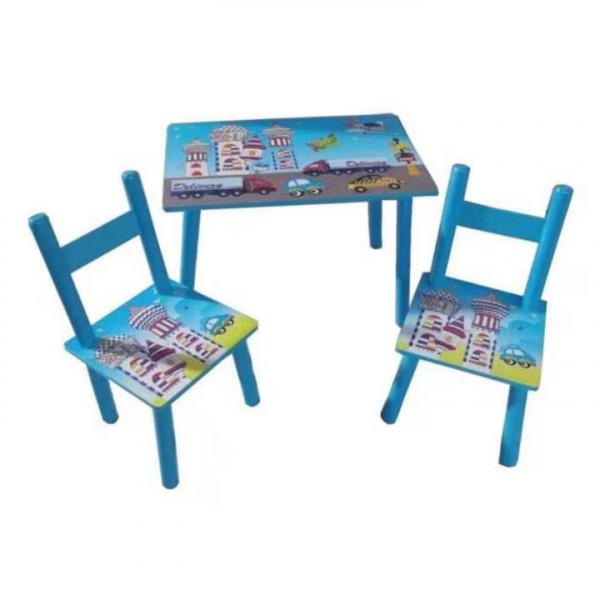 Product Image for Set masuta cu 2 scaune pentru copii din MDF 40x60x42cm Masinute KT4741 JGR
