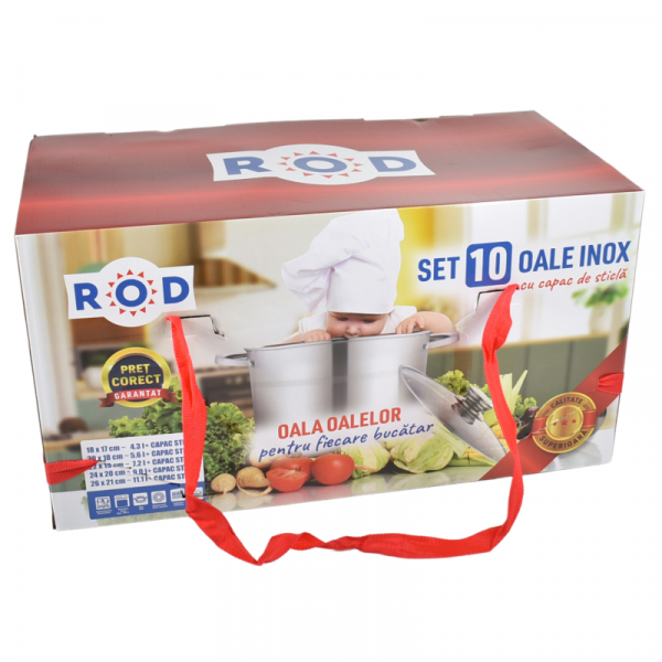 Product Image for Set Oale Inox cu Capac de Sticla 10 piese ROD CNN19289