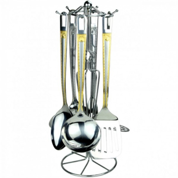 Product Image for Set ustensile bucatarie inox cu suport 7 piese Green Point GP6500 BG