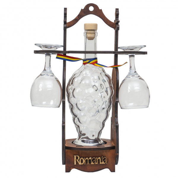 Product Image for Suport vioara sticla model strugure cu doua pahare vin Zilan EXT 10715